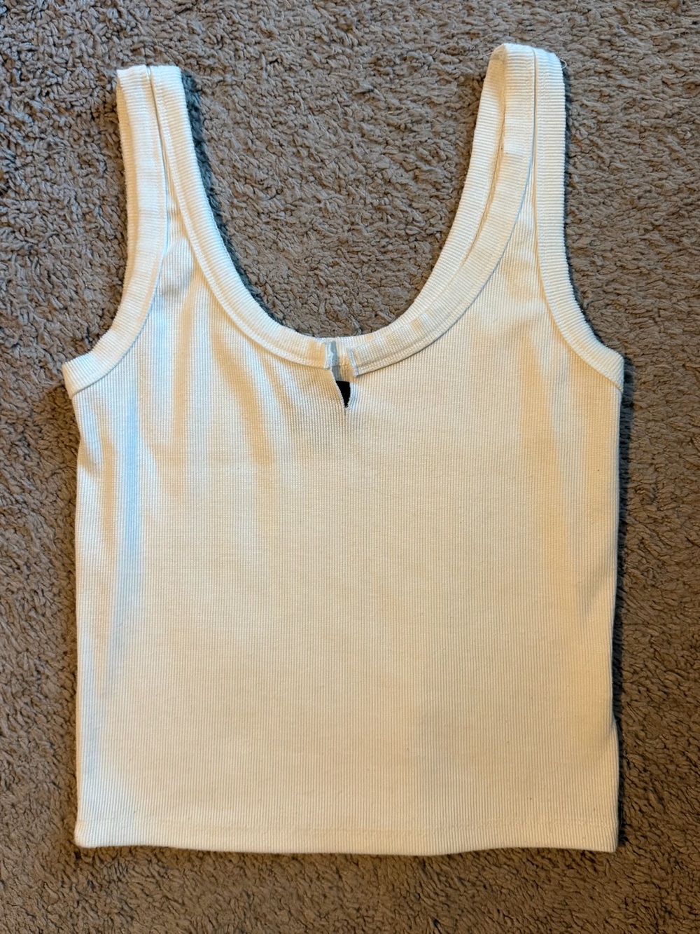 White Scoop Neck, Ribbed Tank Top